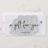 Silberner Glitzer-Logo-Gutschein (Vorderseite)