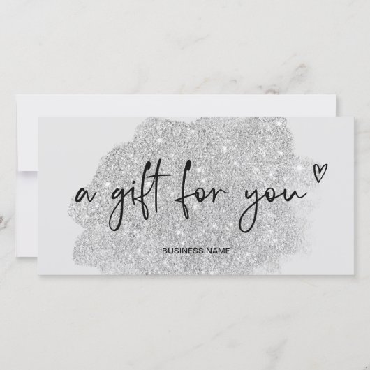 Silberner Glitzer-Logo-Gutschein (Vorderseite)