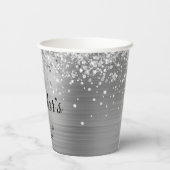 Silberner Glitzer Metallischer Foil Sweet 16 Pappbecher (Rückseite)