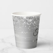 Silberner Glitzer Metallischer Foil Sweet 16 Pappbecher (Vorderseite)