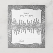 Silberner Glitzer mit Golden Tropfen Platzkarte (Außenseite Aufgefaltet)