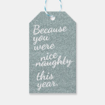 Silberner Glitzer mit "Naughty or Nice" in Weiß