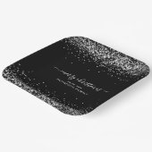 Silberner Glitzer Name Frohe Weihnachten Schwarz Pappteller (Gewinkelt)