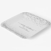 Silberner Glitzer Name Frohe Weihnachten Weiß Pappteller (Gewinkelt)
