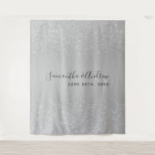 Silberner Glitzer Ober graue Hochzeitskulisse Wandteppich (Vorderseite)