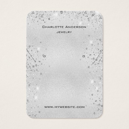 Silberner Glitzer Ohrringe Markenkarte für Foto (Vorderseite)