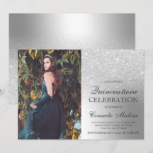Silberner Glitzer ombre Metallisches Foto Quinceañ