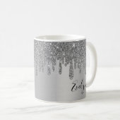 Silberner Glitzer Personalisierte Keramik Kaffeema Kaffeetasse (VorderseiteRechts)