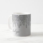 Silberner Glitzer Personalisierte Keramik Kaffeema Kaffeetasse (Vorderseite Links)