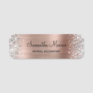 Silberner Glitzer Rose Goldene Fohlen Titel Namensschild