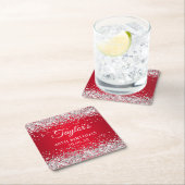 Silberner Glitzer Rot 40. Geburtstag Rechteckiger Pappuntersetzer (Vor Ort)