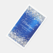 Silberner Glitzer Royal Blue Foil 75. Geburtstag Serviette (Ecke)