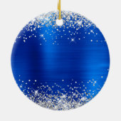 Silberner Glitzer Royal Blue Foil Sweet 16 Geburts Keramik Ornament (Hinten)