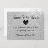 Silberner Glitzer Save the Date Hochzeitskarte Ankündigungspostkarte (Vorne/Hinten)