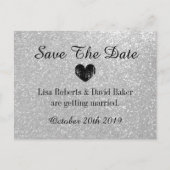 Silberner Glitzer Save the Date Hochzeitskarte Ankündigungspostkarte (Vorderseite)