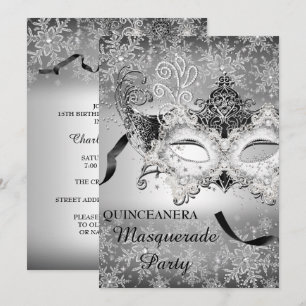 Silberner Glitzer-Schneeflocken-Masquerade-Quincea Einladung