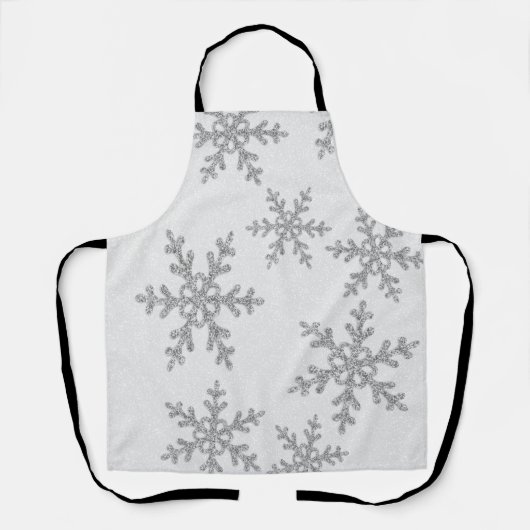 Silberner Glitzer Schneeflocken, Weihnachten Schürze (Vorderseite)