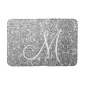 Silberner Glitzer Stylisches Mit Monogramm Glam Badematte (Vorderseite)