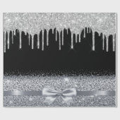 Silberner Glitzer Tropfen schwarz funkeln Geschenkpapier (Flach)