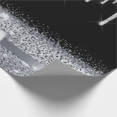 Silberner Glitzer Tropfen schwarz funkeln Geschenkpapier (Ecke)