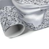 Silberner Glitzer Tropfen schwarz funkeln Geschenkpapier (Rolleneckpunkt)