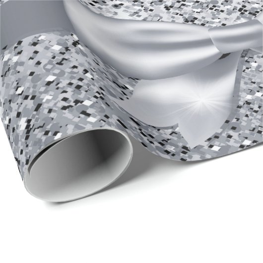 Silberner Glitzer Tropfen schwarz funkeln Geschenkpapier (Rolleneckpunkt)