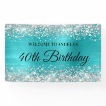 Silberner Glitzer Türkis Blauer Film 40. Geburtsta