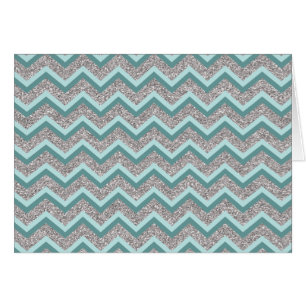 Silberner Glitzer und aquamariner Zickzack