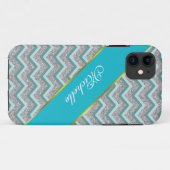 Silberner Glitzer und Aquamarines ZigZag Case-Mate iPhone Hülle (Rückseite (Horizontal))