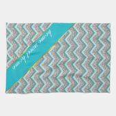 Silberner Glitzer und Aquamarines ZigZag Handtuch (Horizontal)
