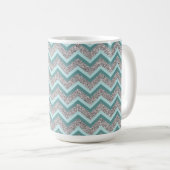 Silberner Glitzer und Aquamarines ZigZag Kaffeetasse (VorderseiteRechts)