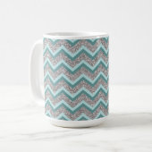 Silberner Glitzer und Aquamarines ZigZag Kaffeetasse (Vorderseite Links)