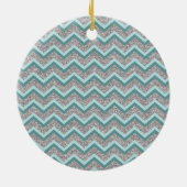 Silberner Glitzer und Aquamarines ZigZag Keramikornament (Hinten)