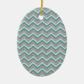 Silberner Glitzer und Aquamarines ZigZag Keramikornament (Vorne)