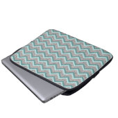Silberner Glitzer und Aquamarines ZigZag Laptopschutzhülle (Vorne Knopf)