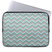 Silberner Glitzer und Aquamarines ZigZag Laptopschutzhülle (Vorderseite)