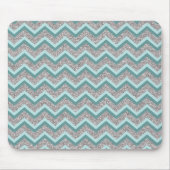 Silberner Glitzer und Aquamarines ZigZag Mousepad (Vorne)