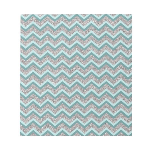 Silberner Glitzer und Aquamarines ZigZag Notizblock (Vorderseite)