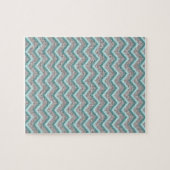 Silberner Glitzer und Aquamarines ZigZag Puzzle (Horizontal)