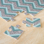 Silberner Glitzer und Aquamarines ZigZag Puzzle (Seite)