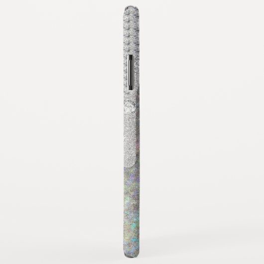 Silberner Glitzer und Diamanten auf Regenbogen-Gli Case-Mate iPhone Hülle (Hinten/Rechts)