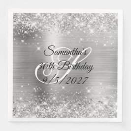 Silberner Glitzer und Foil 30. Geburtstag Serviette