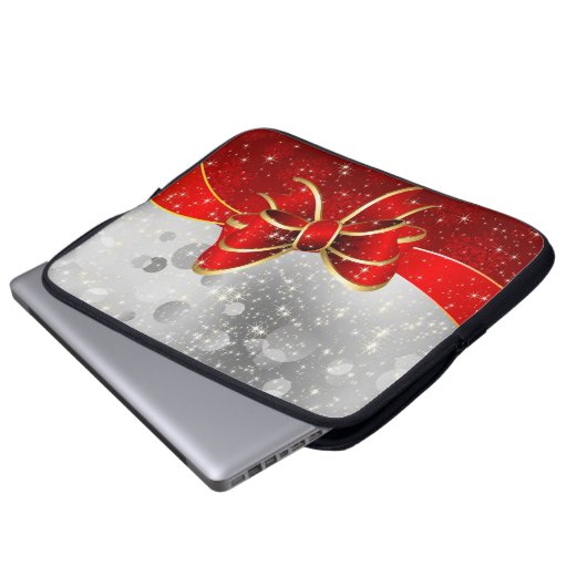 Silberner Glitzer und Glitzern Weihnachtsjunge Laptopschutzhülle (Vorne Knopf)