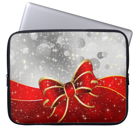 Silberner Glitzer und Glitzern Weihnachtsjunge Laptopschutzhülle (Vorderseite)