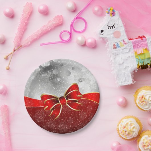 Silberner Glitzer und Glitzern Weihnachtsjunge Pappteller (Party)