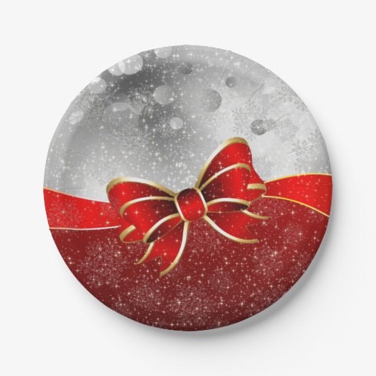 Silberner Glitzer und Glitzern Weihnachtsjunge Pappteller (Vorderseite)