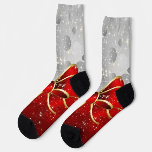 Silberner Glitzer und Glitzern Weihnachtsjunge Socken (Linkes Detail)