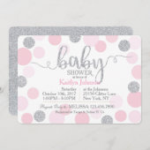 Silberner Glitzer und Rosa zerstreute Einladung (Vorne/Hinten)