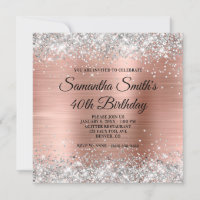 Silberner Glitzer und Rose Goldener Foil 40. Gebur