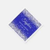 Silberner Glitzer und Royal Blue Quinceñera Serviette (Ecke)